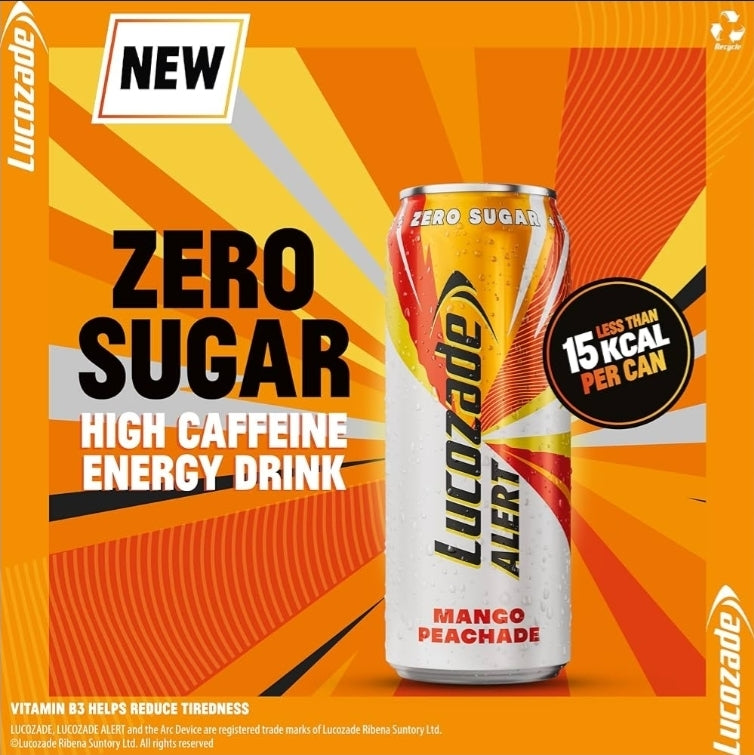 Lucozade Alert Zero Mango Peachade (24×250ml)