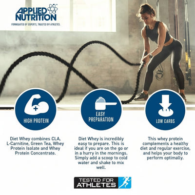 Applied Nutrition Diet Whey Protein Powder – Low Carb & Low Sugar – 1.8kg Tub