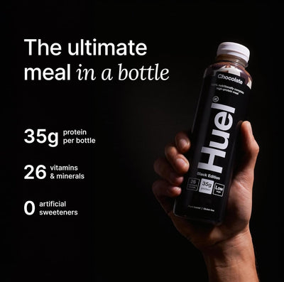 Huel Black Edition Ready-To-Drink – Plant-Based Meal – 8-Bottle Case (500ml)