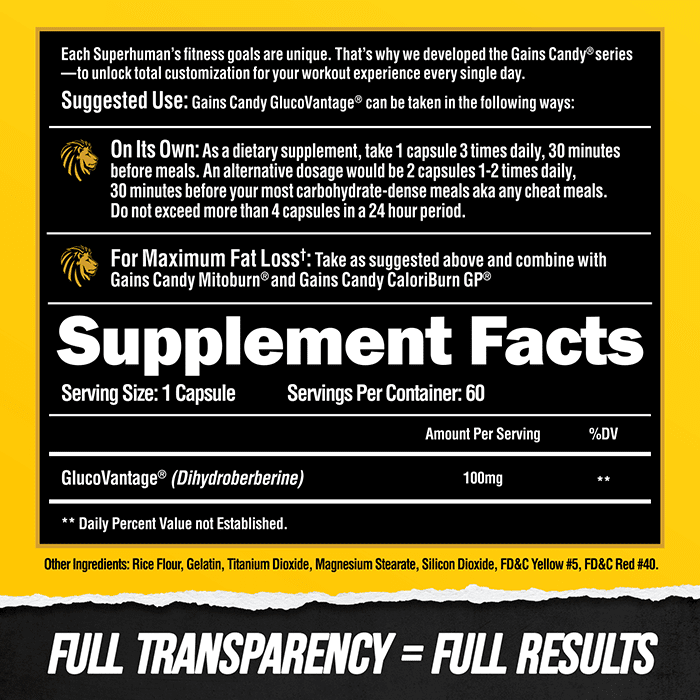 Alpha Lion Gains Candy Glucovantage Capsules – 60-Cap Bottle