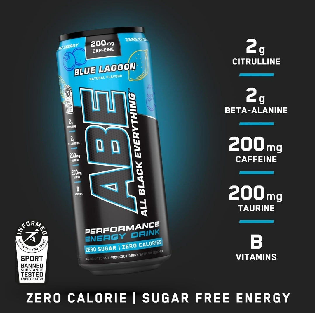 Applied Nutrition ABE pre workout cans 12 pack 330ml Blue Lagoon