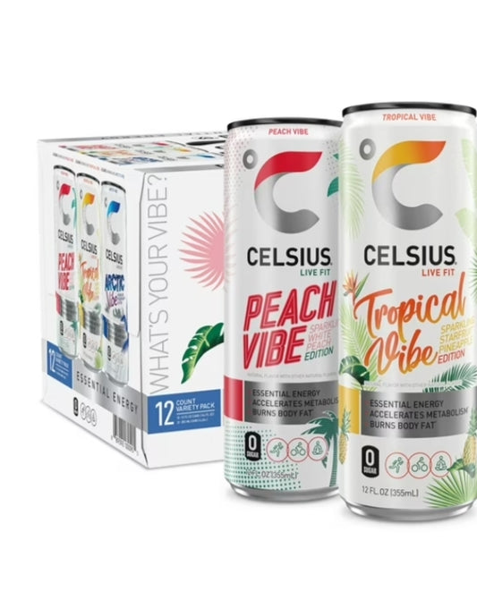 CELSIUS Refreshing Energy Drink, 355ml (Pack of 12) 4 Flavourings