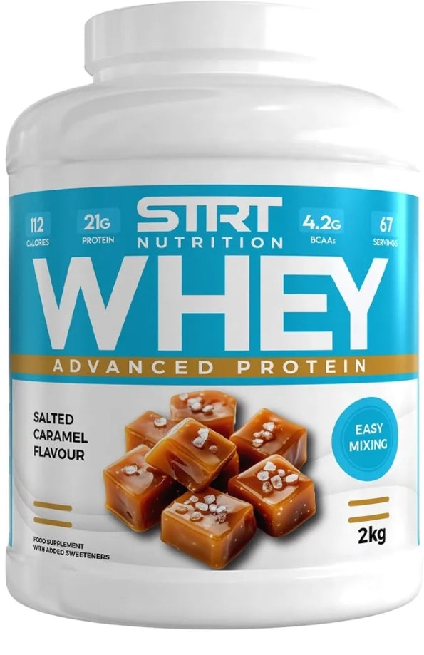 Strt Nutrtion Whey Protein 2kg Muscle Building High Protein Shake Vegetarian Friendly Salted Caramel Flavour