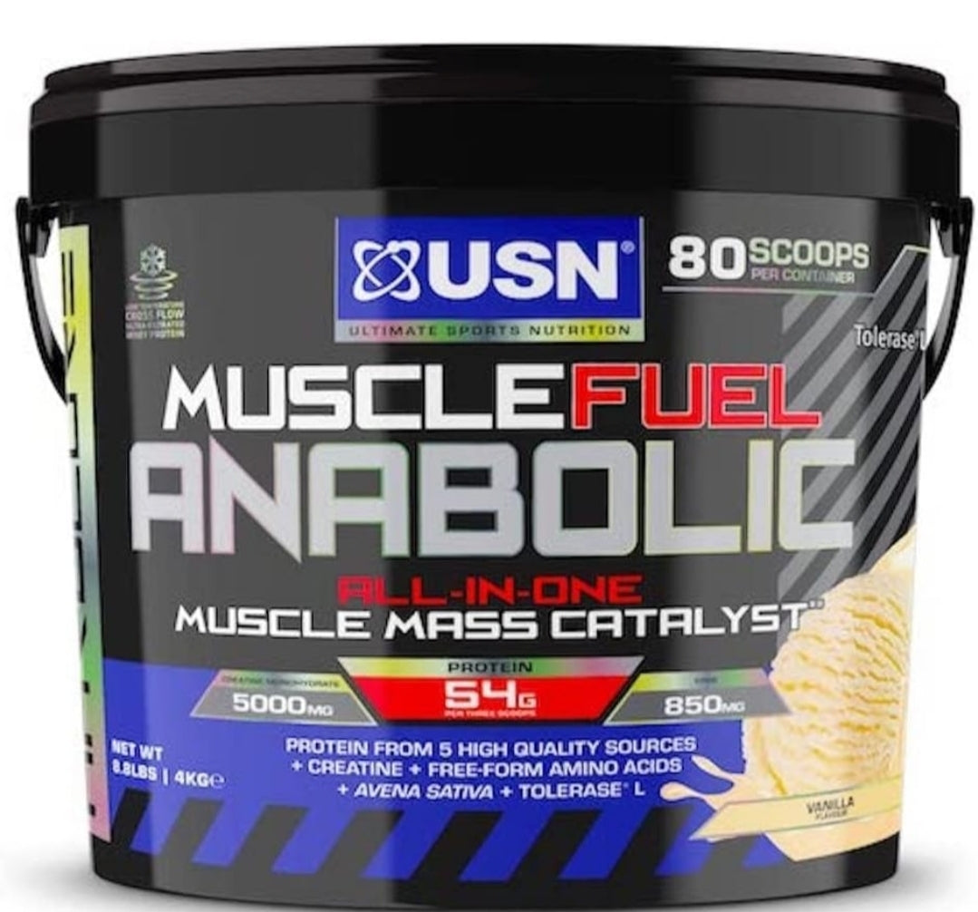 USN Muscle Fuel Anabolic Mass Gainer All-In-One, 4kg Vanilla Flavour