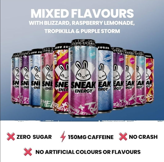 SNEAK Energy Drink No Sugar. No Nasties Just Natural Caffeine (12×500ml)