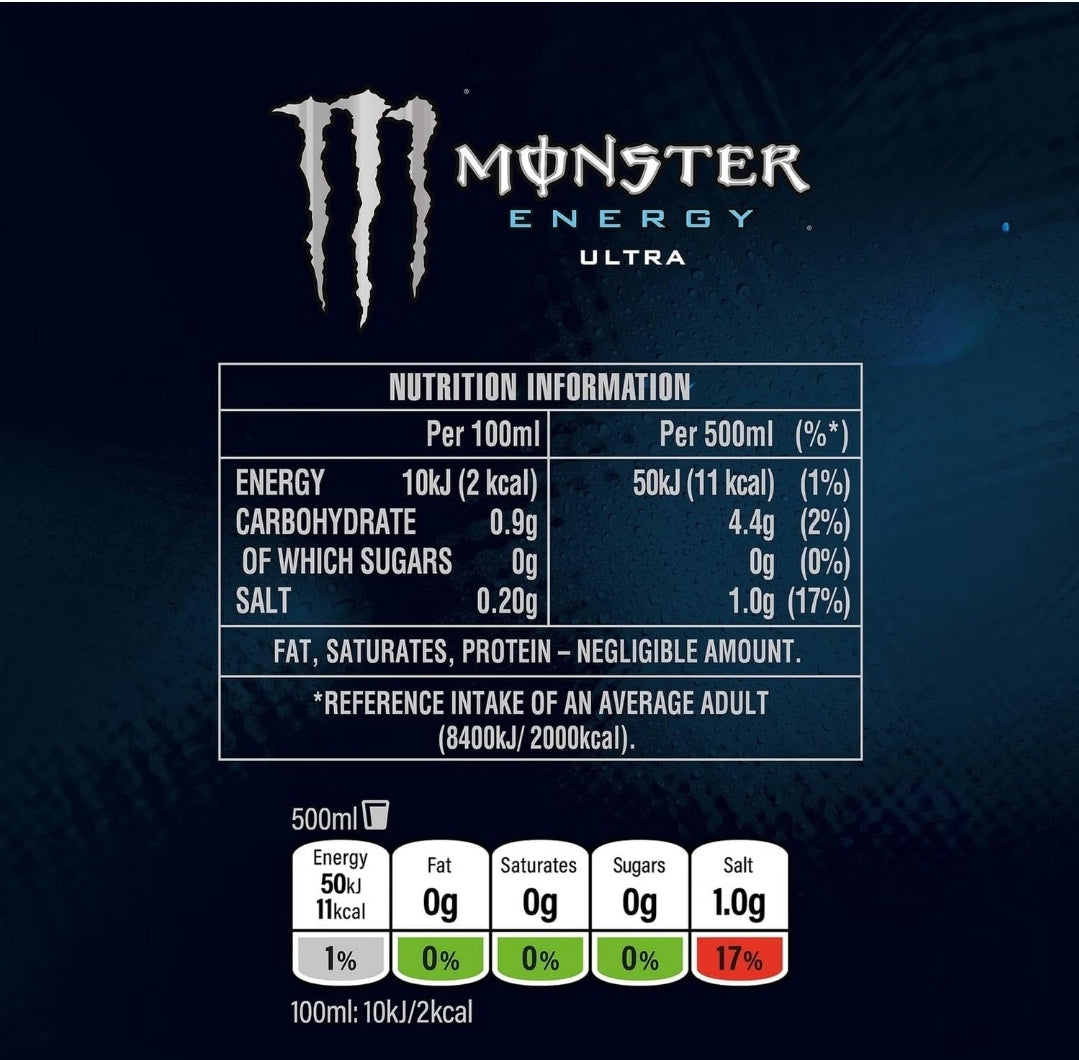 Monster Energy Ultra Drink Can (12 Pack) 500ml (Ultra Paradise Flavour)