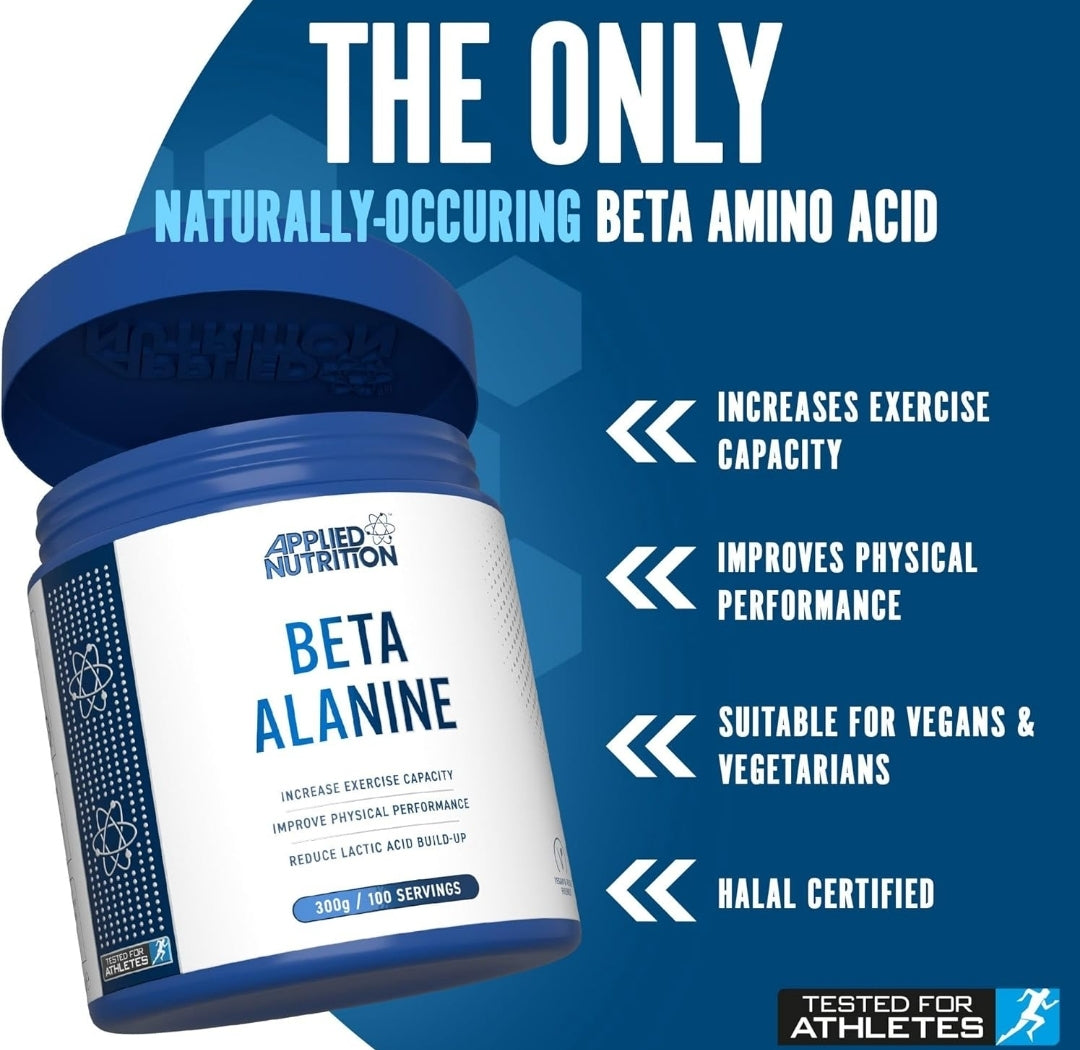 Applied Nutrition Beta-Alanine Amino Acid Pre Workout Powder Training & Physical Performance Enhancer, Gluten Free, Suitable for Vegans (Unflavoured)