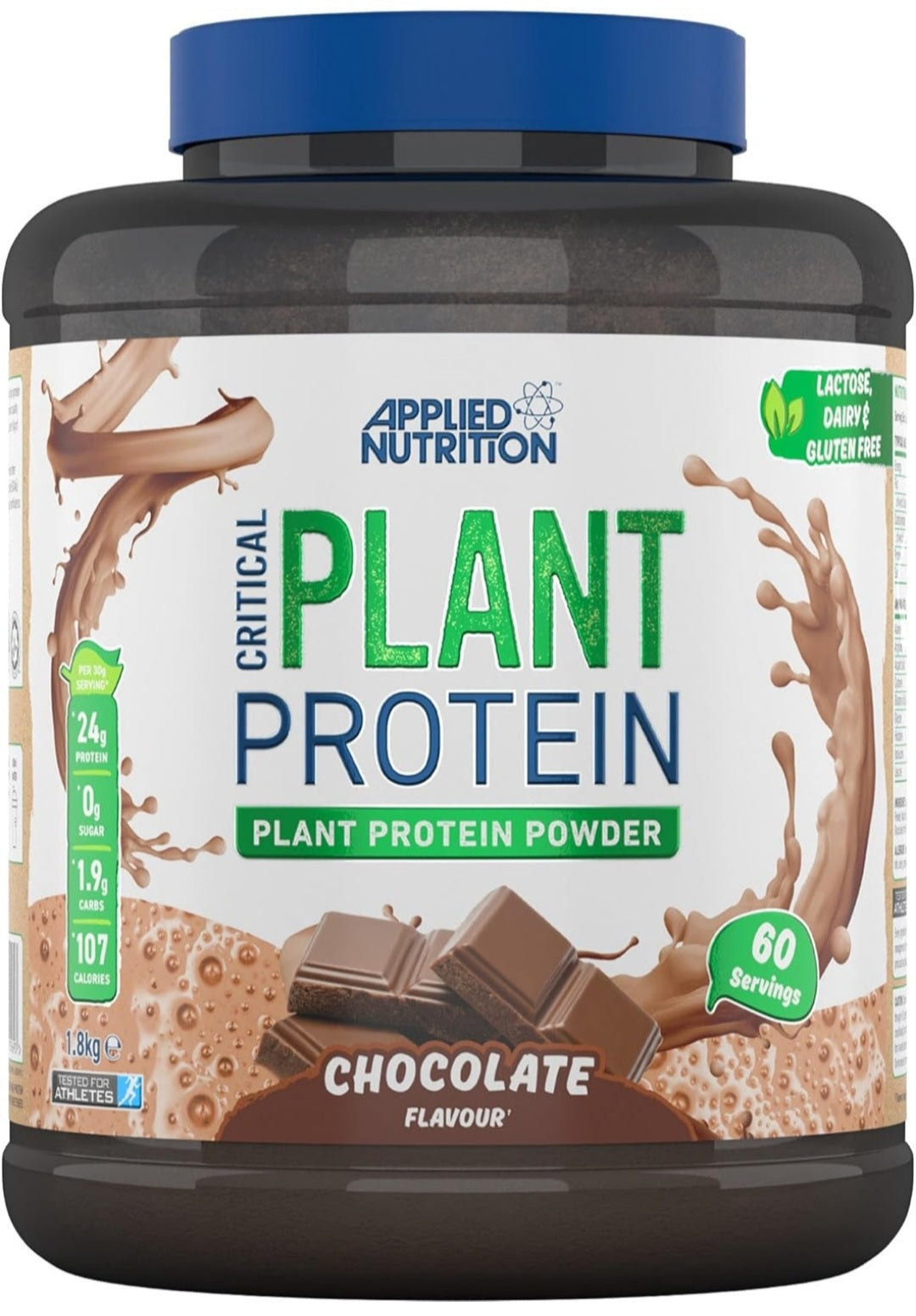 Applied Nutrition Plant Protein Powder Vegan Protein Shake Dairy-Free Gym Supplement (1.8kg - 60 Servings) Chocolate Flavour