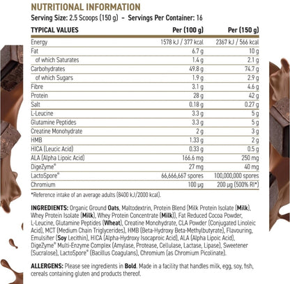 Applied Nutrition Critical Mass Protein Powder, High Calorie Weight Gainer, Lean Mass (2.4kg - 16 Servings) Chocolate Flavour