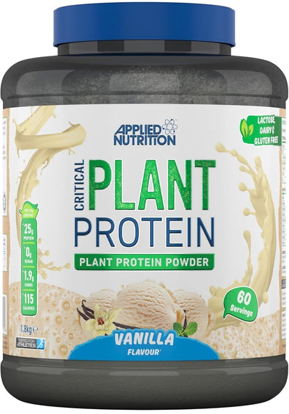 Applied Nutrition Plant Protein Powder Vegan Protein Shake Dairy-Free Gym Supplement (1.8kg - 60 Servings) Vanilla Flavour