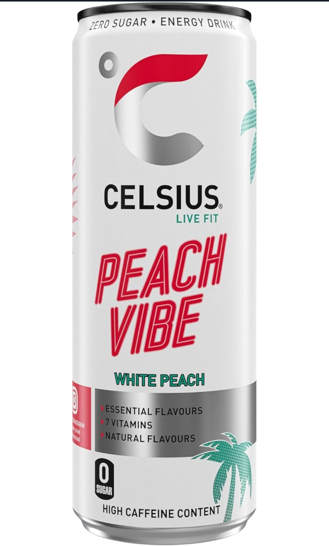 CELSIUS Refreshing Energy Drink, 355ml (Pack of 12) Peach VIBE Flavour