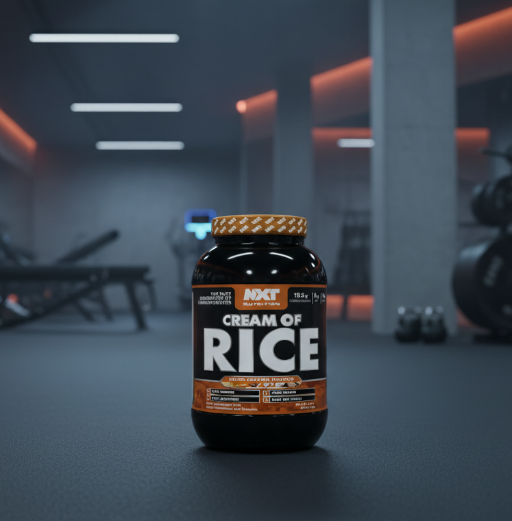 NXT Nutrition Cream of Rice supplement container on a white background