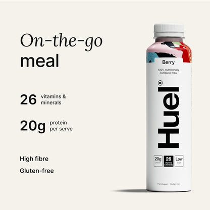 Huel Ready-to-Drink Meal Plant-Based, Gluten-Free 20g Protein Per Bottle (8X 500ml Bottles Berry Flavour