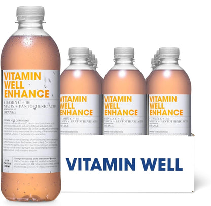 Vitamin Well, Flavoured water Packed with Vitamin C, D, Zinc, Biotin, Low Calorie  (12 x 500ml)