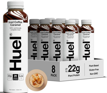 Huel Ready-to-Drink Meal Plant-Based, Gluten-Free 20g Protein Per Bottle (8X 500ml Bottles Iced Coffee Caramel Flavour