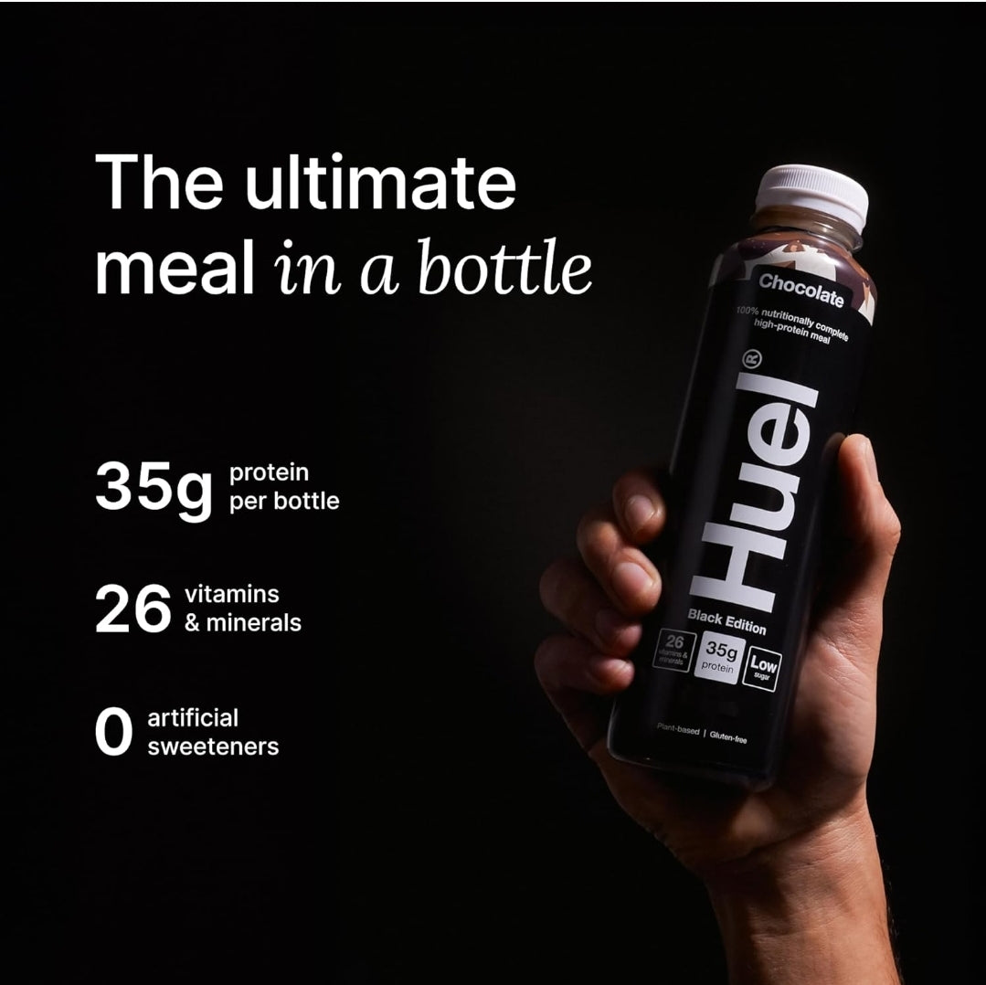 Huel Black Edition Ready-to-Drink 35g Protein Per Bottle Complete Nutrition, Plant-Based (8x 500ml bottles) Chocolate Flavour