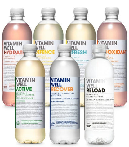 Vitamin Well, Flavoured water Packed with Vitamin C, D, Zinc, Biotin, Low Calorie  (12 x 500ml)