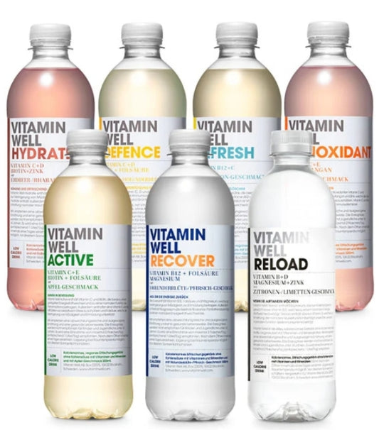 Vitamin Well, Flavoured water Packed with Vitamin C, D, Zinc, Biotin, Low Calorie  (12 x 500ml)