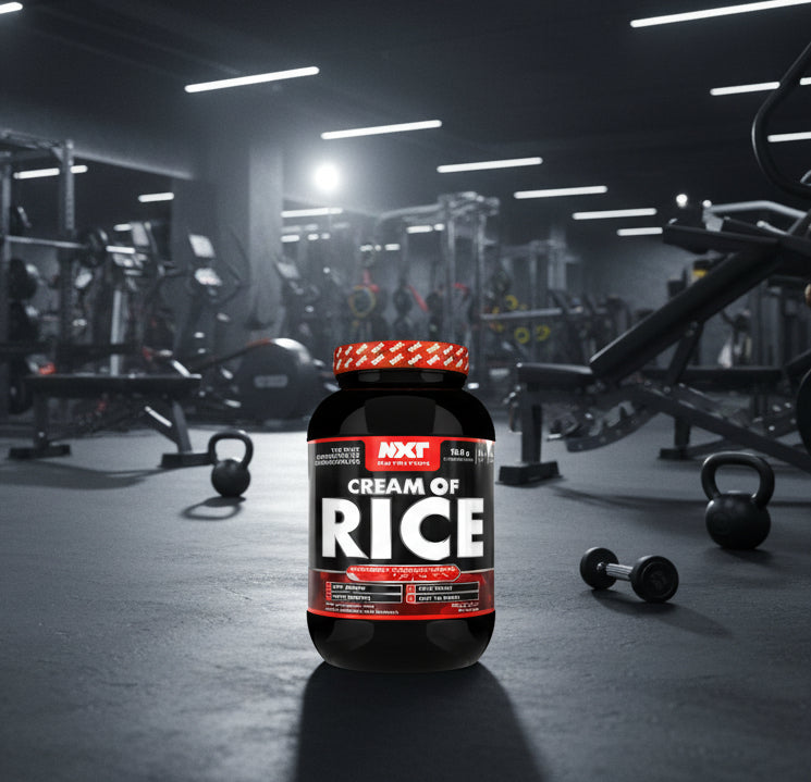 NXT Nutrition Cream of Rice supplement container on a white background