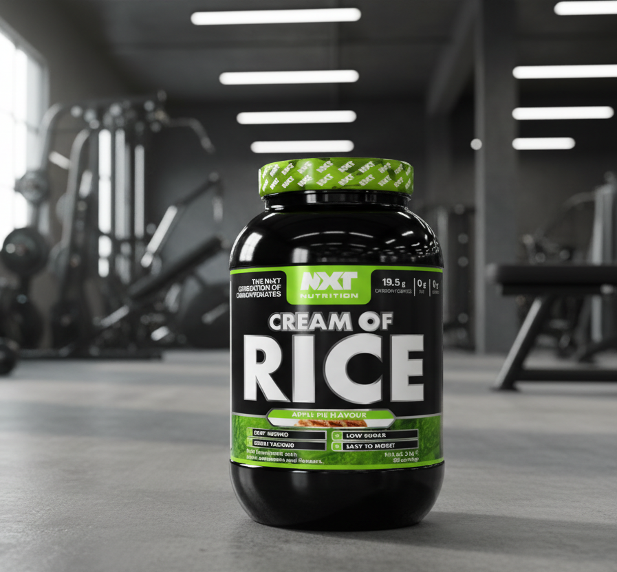 NXT Nutrition Cream of Rice supplement container on a white background