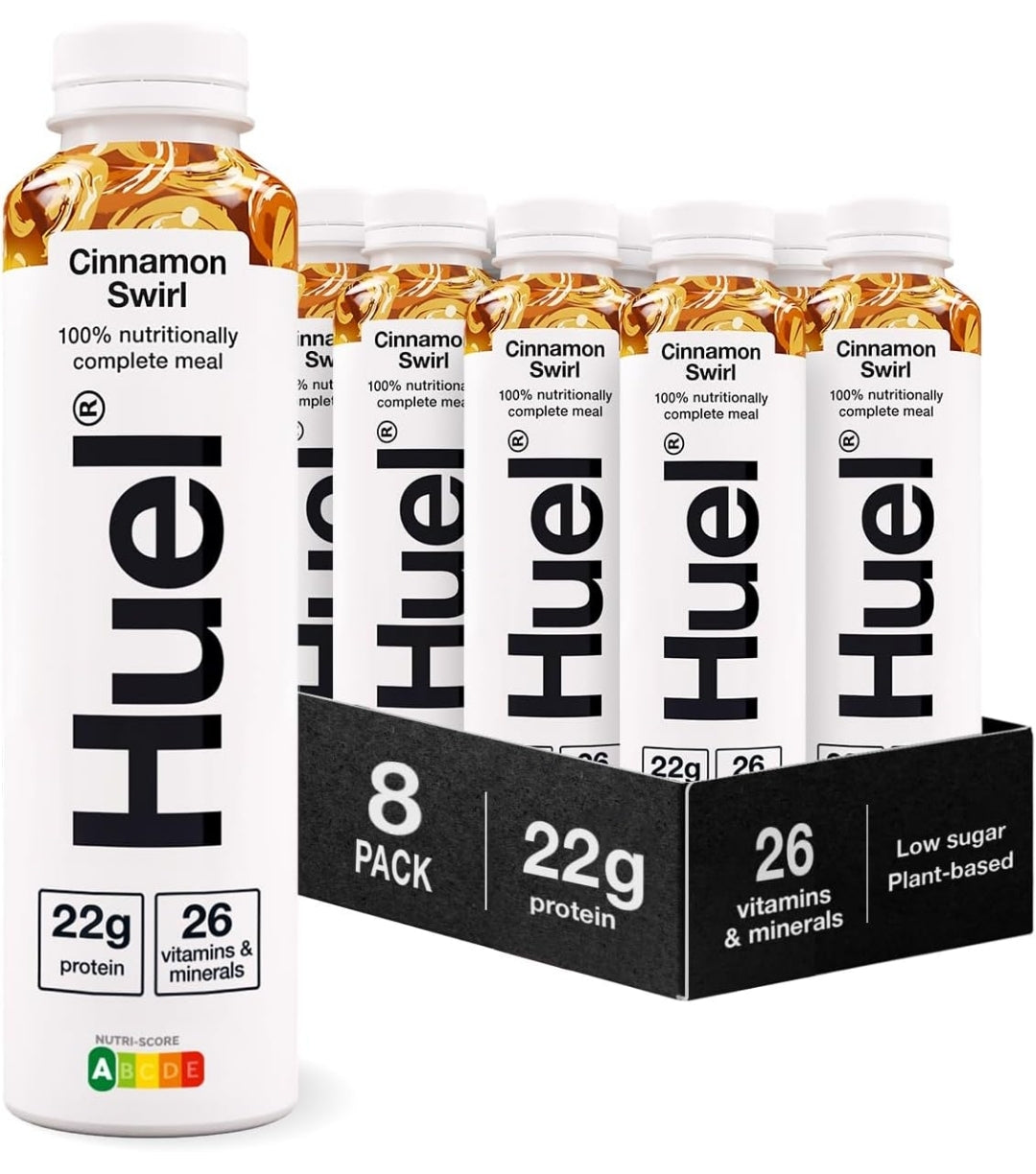 Huel Ready-to-Drink Meal Plant-Based, Gluten-Free 20g Protein Per Bottle (8X 500ml Bottles Cinnamon Swirl Flavour