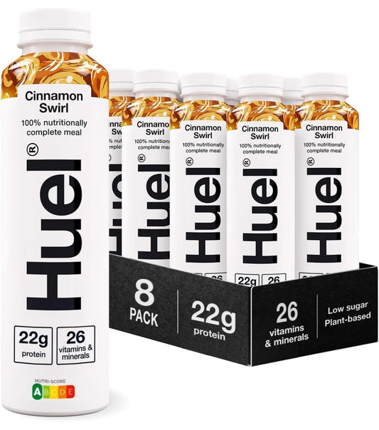 Huel Ready-to-Drink Meal Plant-Based, Gluten-Free 20g Protein Per Bottle (8X 500ml Bottles Cinnamon Swirl Flavour