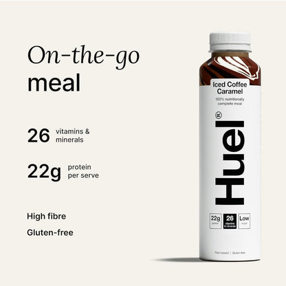 Huel Ready-to-Drink Meal Plant-Based, Gluten-Free 20g Protein Per Bottle (8X 500ml Bottles Iced Coffee Caramel Flavour