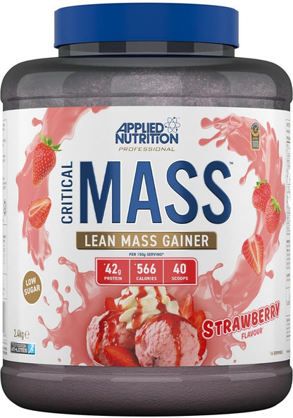 Applied Nutrition Critical Mass Protein Powder, High Calorie Weight Gainer, Lean Mass (2.4kg - 16 Servings) Strawberry Flavour