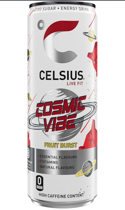 CELSIUS Refreshing Energy Drink, 355ml (Pack of 12) Cosmic VIBE Flavour