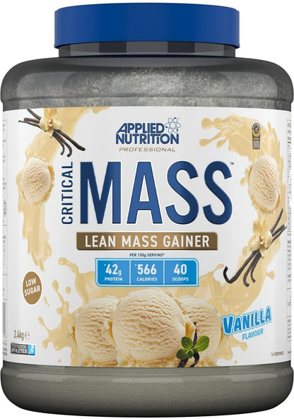 Applied Nutrition Critical Mass Protein Powder, High Calorie Weight Gainer, Lean Mass (2.4kg - 16 Servings) Vanilla Flovour