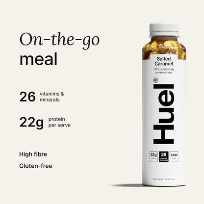 Huel Ready-to-Drink Meal Plant-Based, Gluten-Free 20g Protein Per Bottle (8X 500ml Bottles) Salted Caramel Flavour