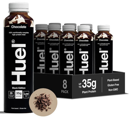 Huel Black Edition Ready-to-Drink 35g Protein Per Bottle Complete Nutrition, Plant-Based (8x 500ml bottles) Chocolate Flavour