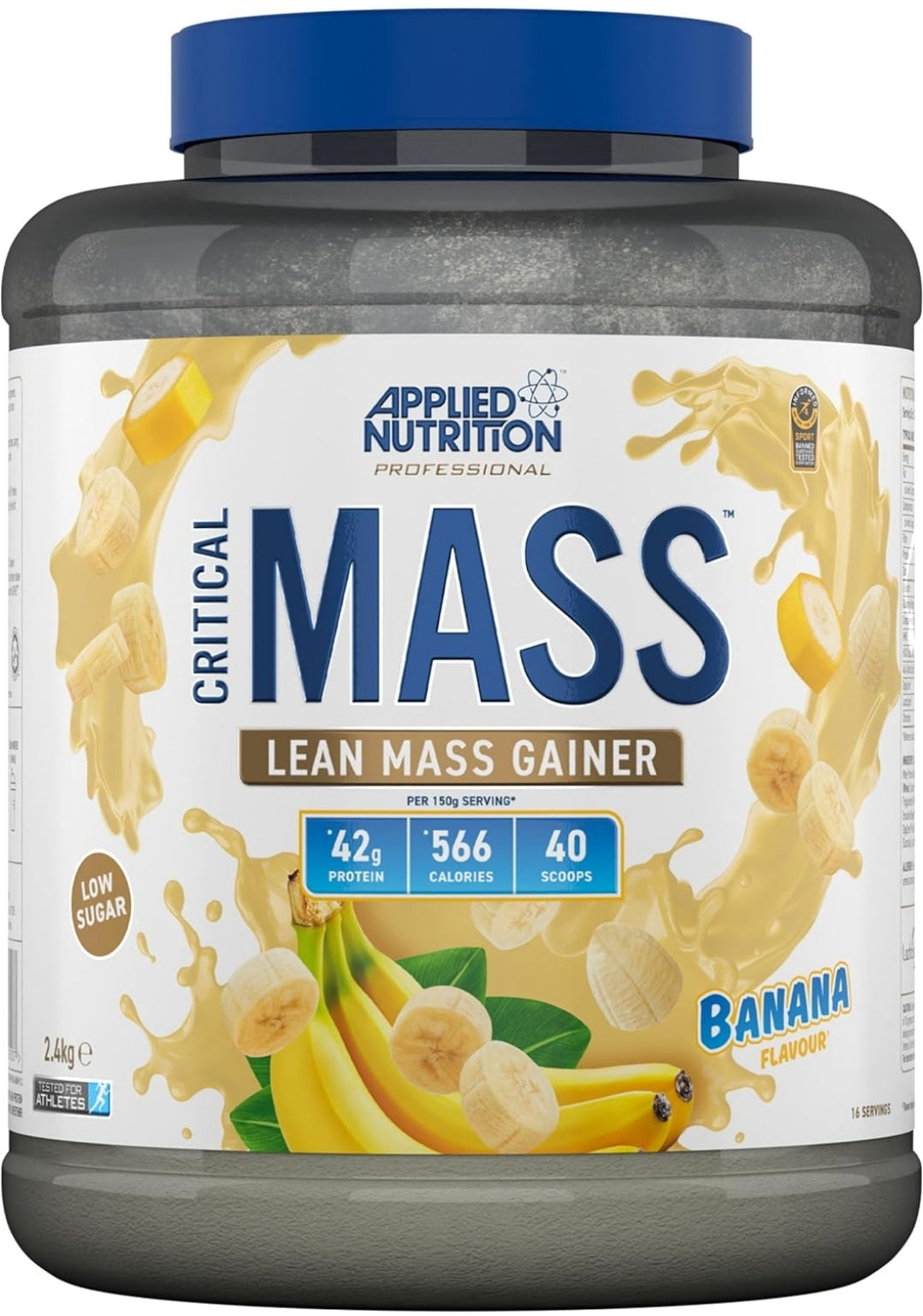 Applied Nutrition Critical Mass Protein Powder, High Calorie Weight Gainer, Lean Mass (2.4kg - 16 Servings) Banana Flavour