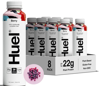 Huel Ready-to-Drink Meal Plant-Based, Gluten-Free 20g Protein Per Bottle (8X 500ml Bottles Berry Flavour