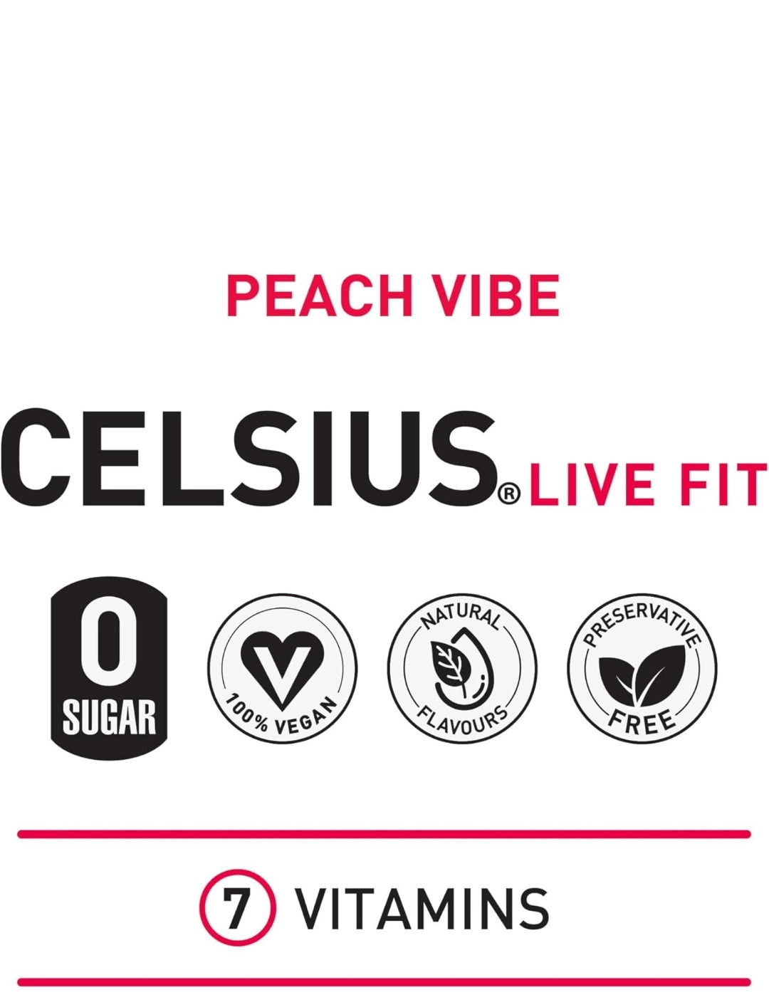 CELSIUS Refreshing Energy Drink, 355ml (Pack of 12) Peach VIBE Flavour