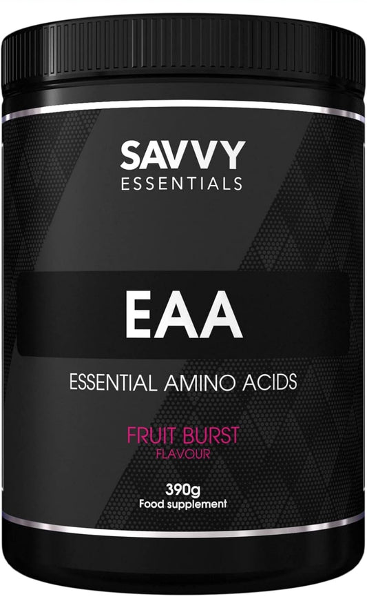 Savvy Essentials EAA's 390g  Fruit Burst Flavour Increase Muscle Protein Synthesis & Muscle Recovery Rate