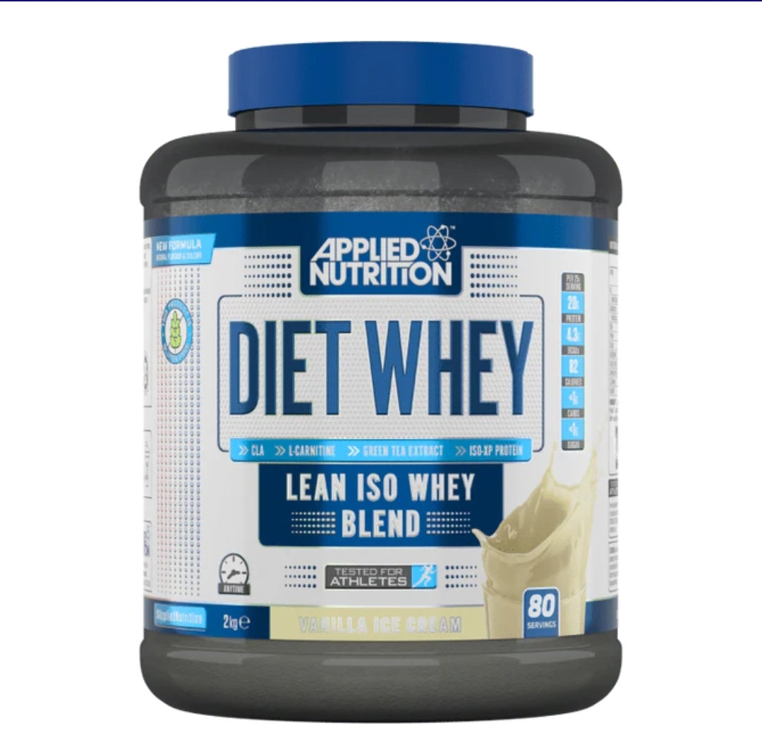 Applied Nutrition Diet Whey - High Protein Powder Supplement, Low Carb & Sugar, Vanilla Ice Cream flavour (1.8kg - 72 Servings)