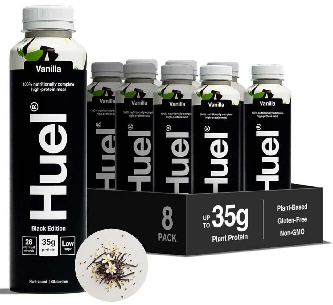 Huel Black Edition Ready-to-Drink 35g Protein Per Bottle Complete Nutrition, Plant-Based (8x 500ml bottles) Vanilla Flavour