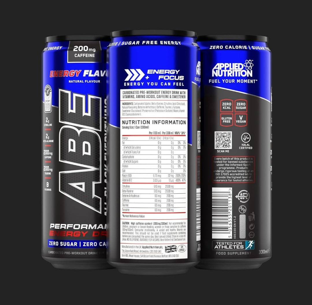 Applied Nutrition ABE pre workout cans 12 pack 330ml Energy flavour