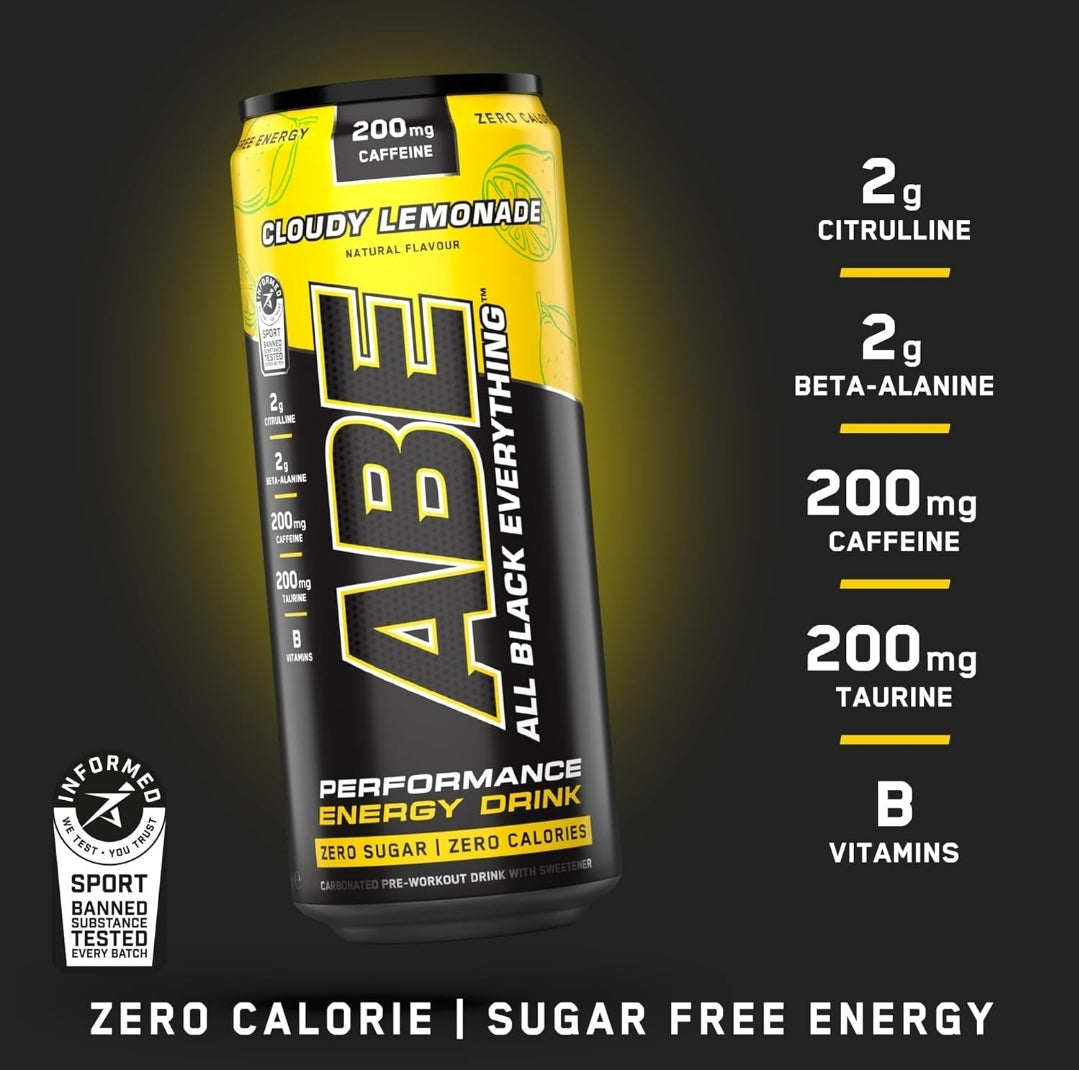 Applied Nutrition ABE pre workout cans 12 pack 330ml cloudy lemonade