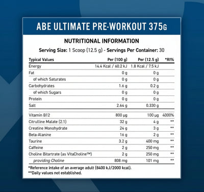 ABE Extremely Potent Pre-Workout Powder – 375g Tub