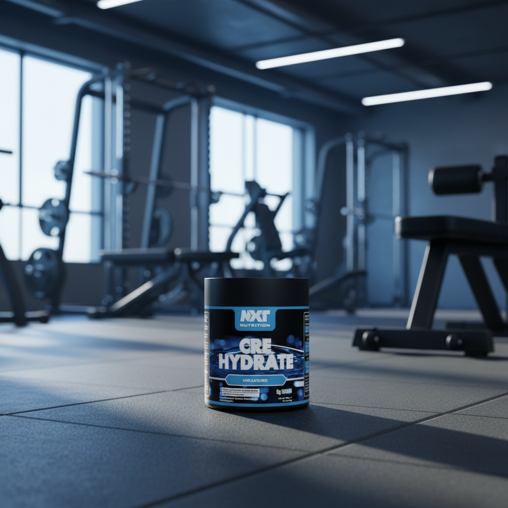 Container labeled 'CORE HYDRATE' in a gym setting