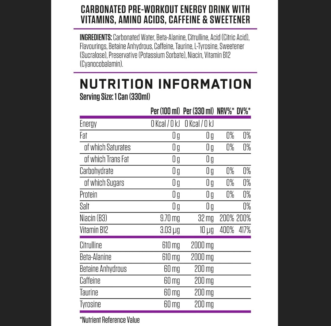 Applied Nutrition ABE pre workout cans 12 pack 330ml Grape soda