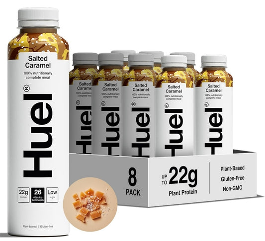 Huel Ready-to-Drink Meal Plant-Based, Gluten-Free 20g Protein Per Bottle (8X 500ml Bottles) Salted Caramel Flavour