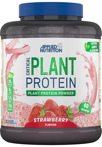 Applied Nutrition Plant Protein Powder Vegan Protein Shake Dairy-Free Gym Supplement (1.8kg - 60 Servings) Strawberry Flavour